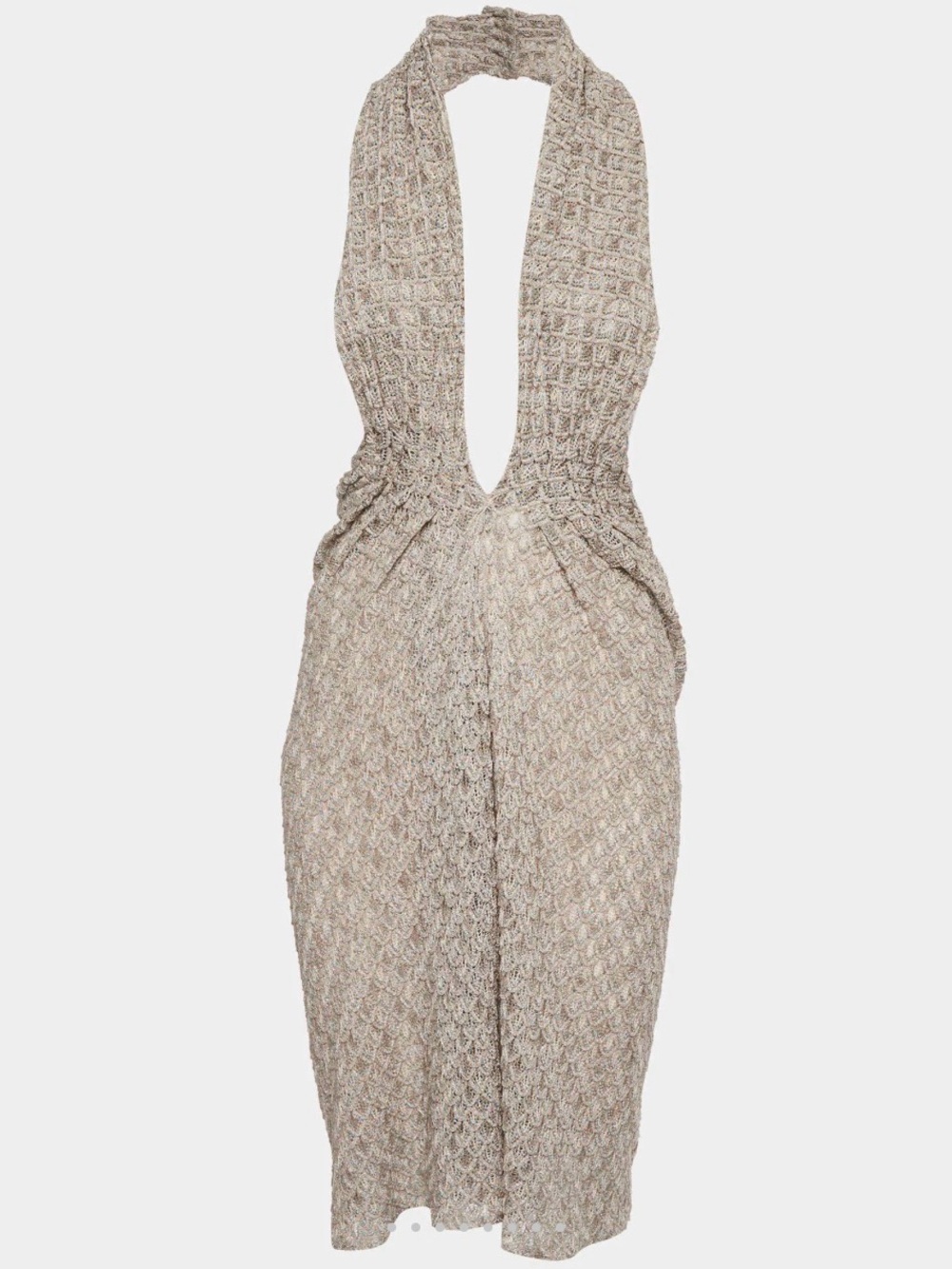Authentic Missoni Multicolour Metallic Lurex Knit Plunge Halter Dress